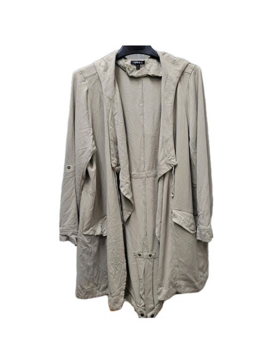 Torrid Women Open Front Olive Roll-Tab Slit-Back Hoodie 100% Rayon Jacket Size 2 - Picture 2 of 10